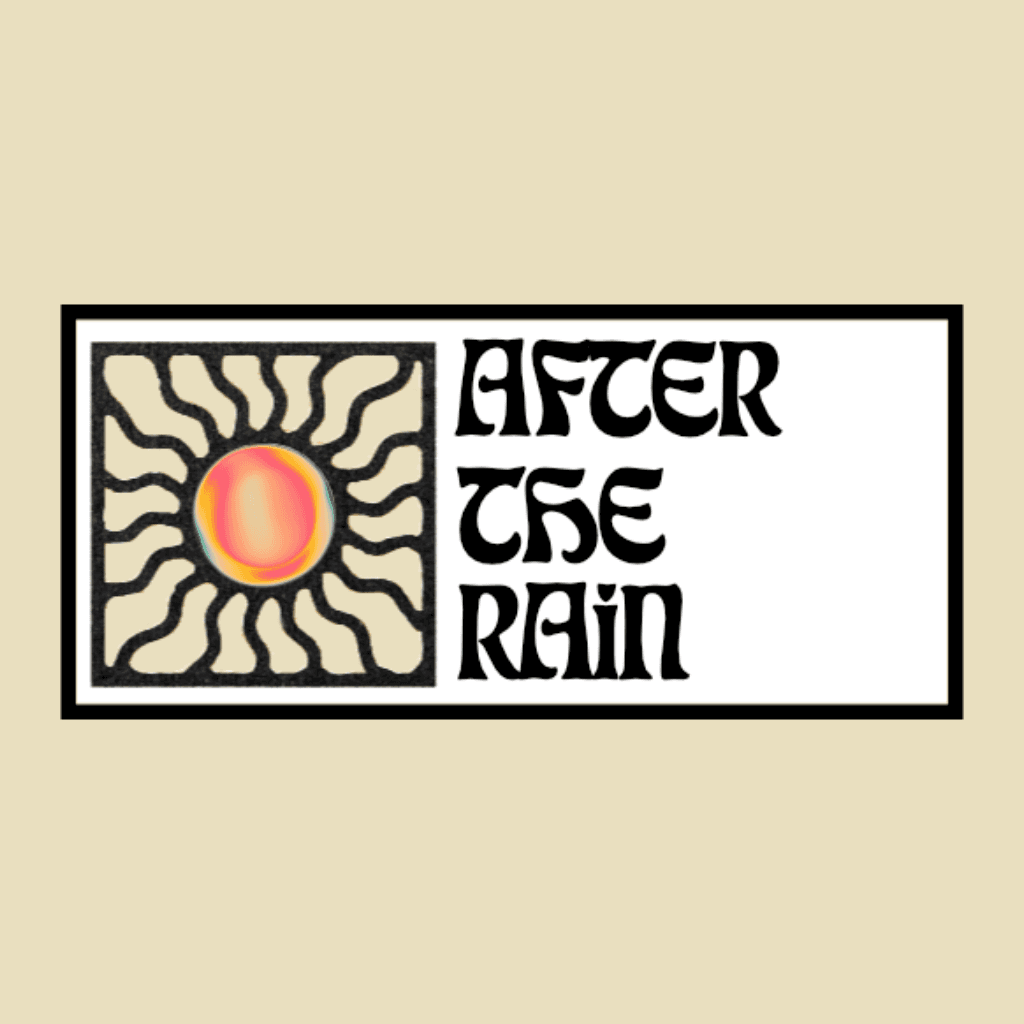 Logo for 'After The Rain' with a sunburst design and the band name in a decorative font