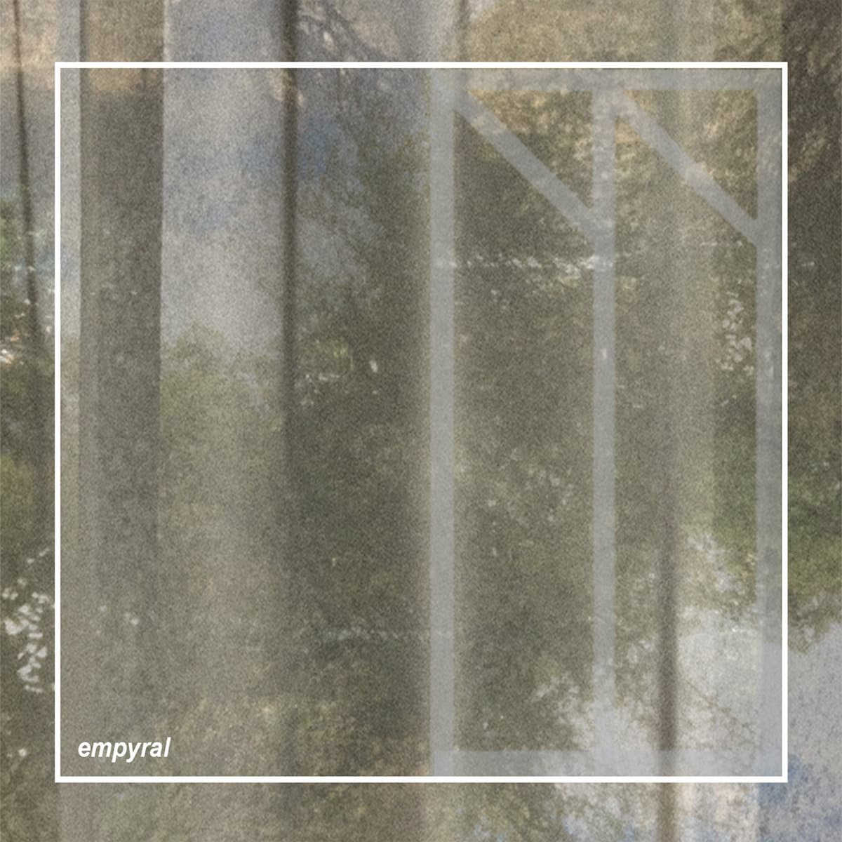 Album cover for 'Empyral' with a faded forest photo and bold logo mark