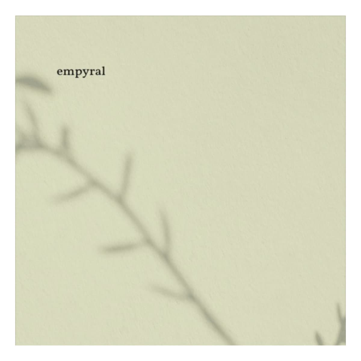 Minimalist album cover for 'Empyral' with a branch shadow on cream paper