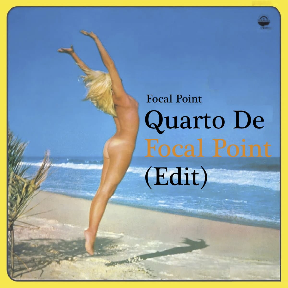 Vintage-style vinyl cover art with a silhouetted figure on a beach, for the Focal Point edit 'Quarto De Focal Point'